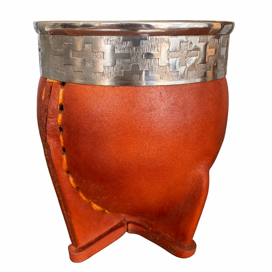 Mate Becher in Braun mit Edelstahl